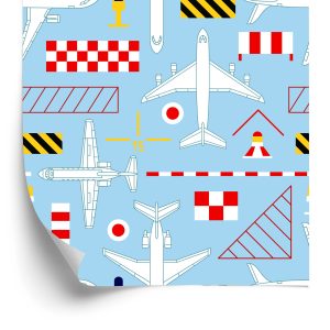 Behang Technische Schetsen Van Vliegtuigen