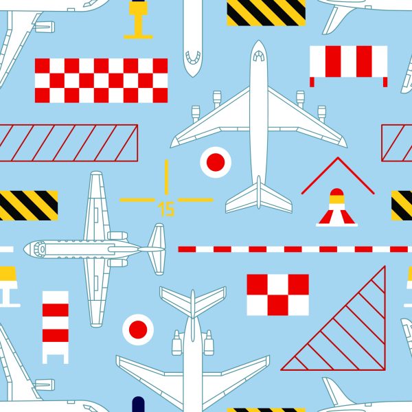Behang Technische Schetsen Van Vliegtuigen - Afbeelding 2