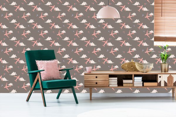Behang Roze Vliegtuigen - Afbeelding 6
