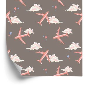 Behang Roze Vliegtuigen