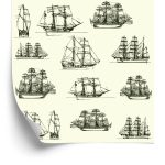 Behang Schetsen Van Historische Schepen