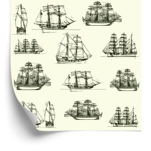Behang Schetsen Van Historische Schepen
