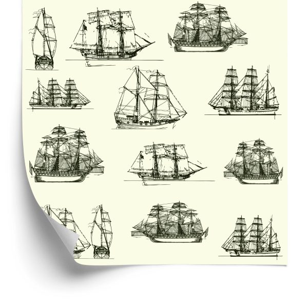 Behang Schetsen Van Historische Schepen
