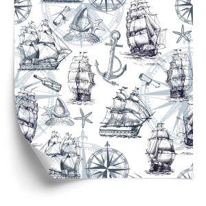 Behang Vintage Vintage Schepen