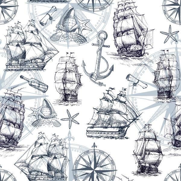 Behang Vintage Vintage Schepen - Afbeelding 2