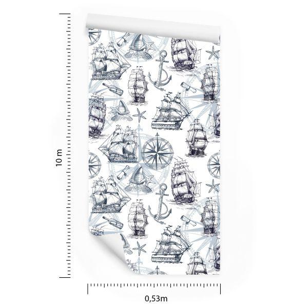 Behang Vintage Vintage Schepen - Afbeelding 8