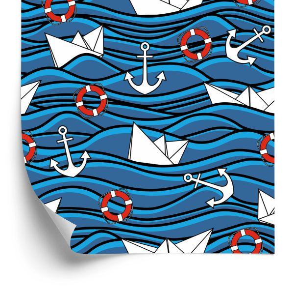 Behang Papieren Boten In De Zee