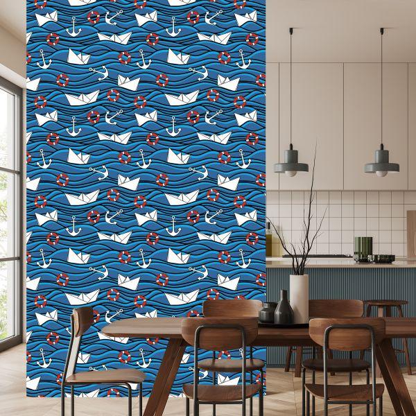 Behang Papieren Boten In De Zee - Afbeelding 4