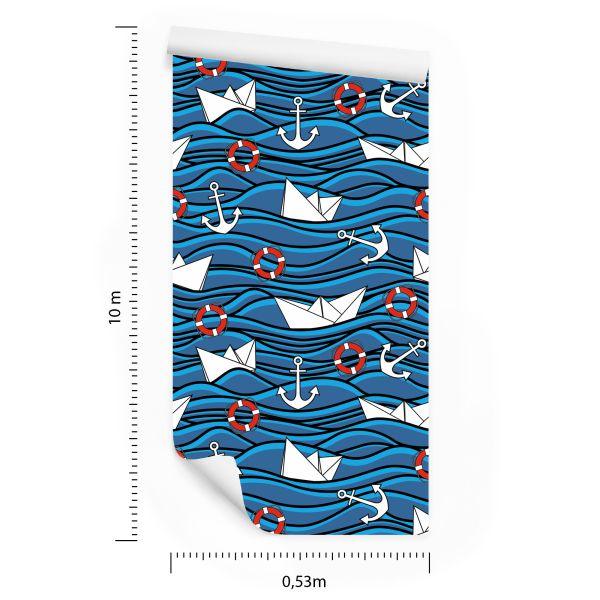 Behang Papieren Boten In De Zee - Afbeelding 8