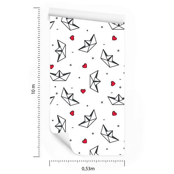 Behang Papieren Boten Met Hartjes - Afbeelding 8