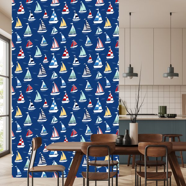 Behang Kleurrijke Zeilboten In De Zee - Afbeelding 4