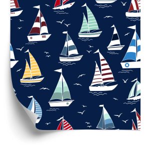 Behang Kleurrijke Boten In De Zee