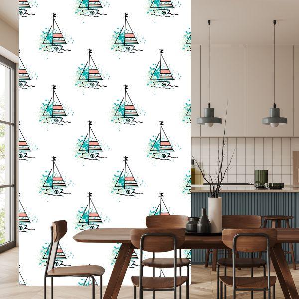 Behang Minimalistische Zeilboten - Afbeelding 4