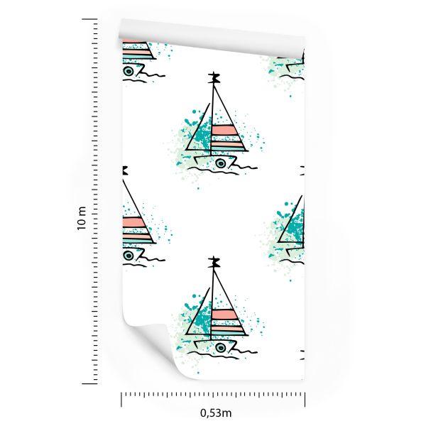 Behang Minimalistische Zeilboten - Afbeelding 8