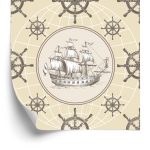Behang Zeilschip Op Vintage Wereldbolachtergrond