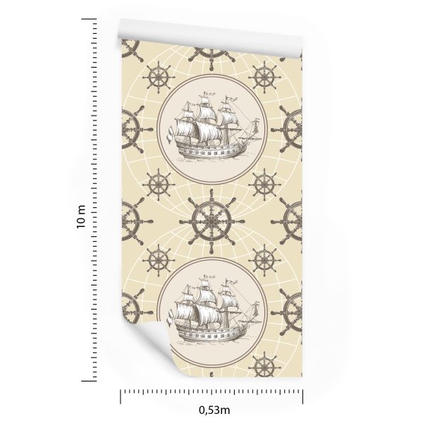 Behang Zeilschip Op Vintage Wereldbolachtergrond - Afbeelding 8