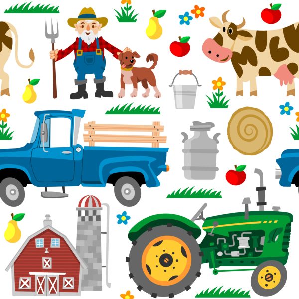 Behang Tractoren En Huisdieren Op De Boerderij - Afbeelding 2