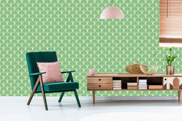 Behang Retro - Geometrische Decoratieve Bladeren - Afbeelding 6