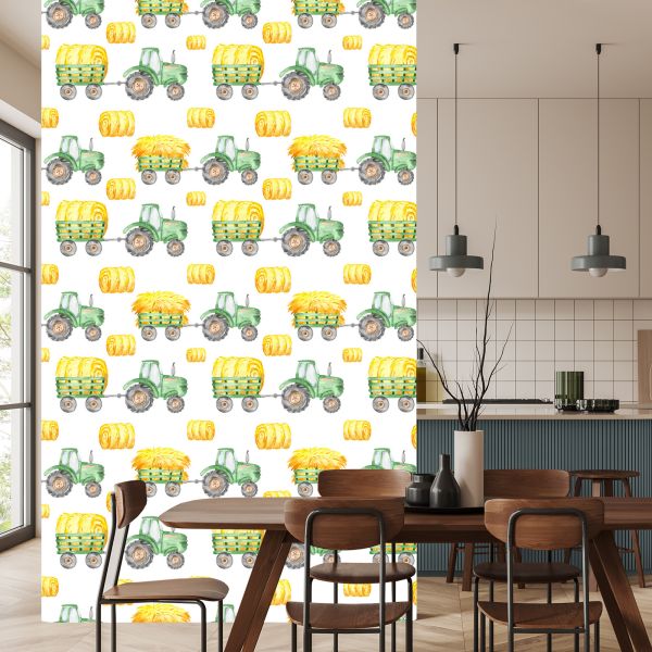 Behang Tractoren Met Aanhangers - Afbeelding 4