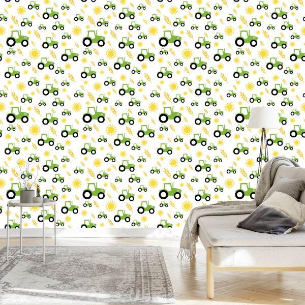 Behang Tractoren Met Graan En Zonnen - Afbeelding 3