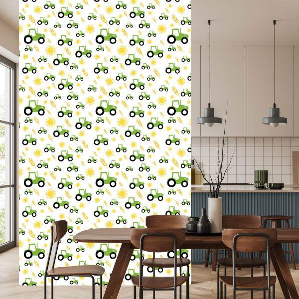 Behang Tractoren Met Graan En Zonnen - Afbeelding 4