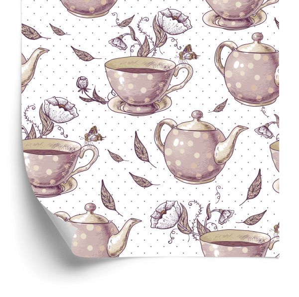 Behang Voor In De Keuken - Vintage Theeservies