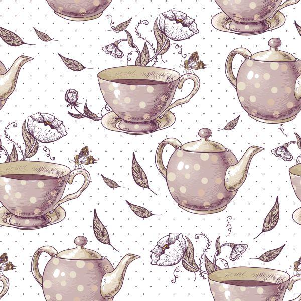 Behang Voor In De Keuken - Vintage Theeservies - Afbeelding 2