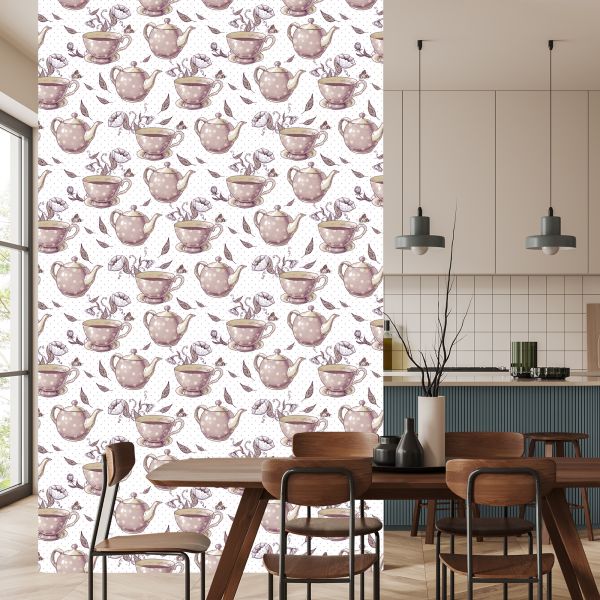 Behang Voor In De Keuken - Vintage Theeservies - Afbeelding 4