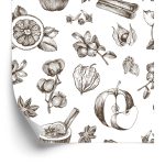 Behang Fruit En Winterkruiden
