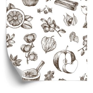 Behang Fruit En Winterkruiden
