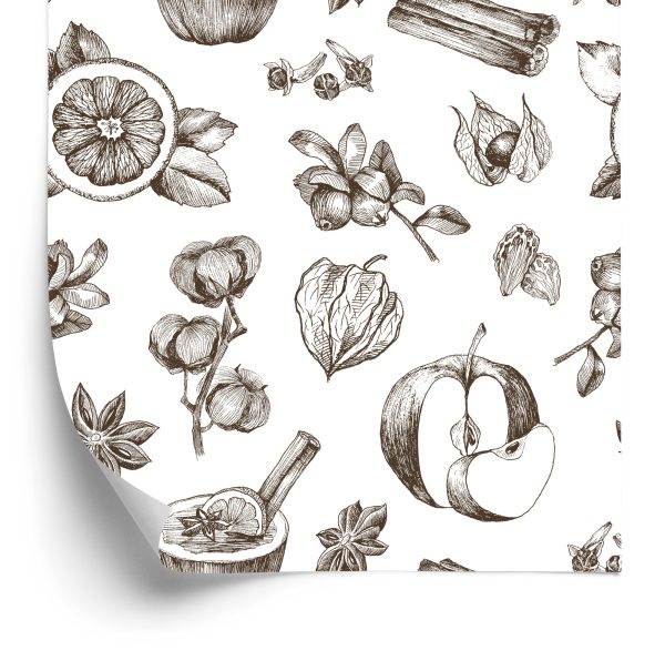 Behang Fruit En Winterkruiden