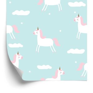 Behang Voor Kinderen - Eenhoorns Tussen De Wolken