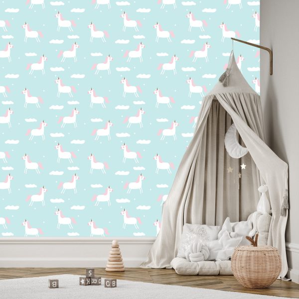 Behang Voor Kinderen - Eenhoorns Tussen De Wolken - Afbeelding 3