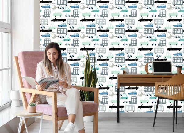 Behang Voor Kinderen, Auto's, Auto's, Sprookjes, Decoratie - Afbeelding 7