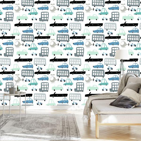 Behang Voor Kinderen, Auto's, Auto's, Sprookjes, Decoratie - Afbeelding 3