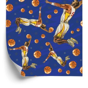 Behang Basketbalspelers Geschilderd Met Waterverf