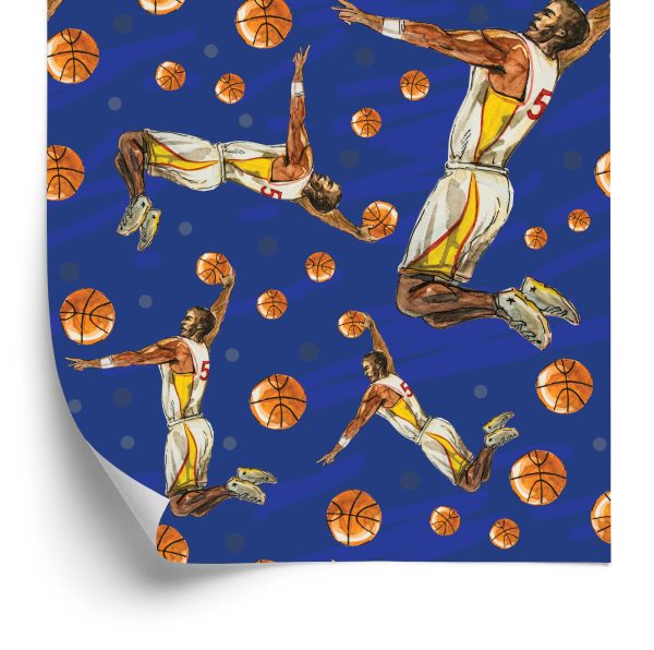 Behang Basketbalspelers Geschilderd Met Waterverf