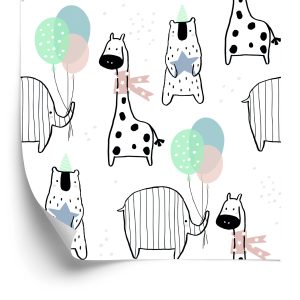 Behang Voor Kinderen - Olifant Girafbeer