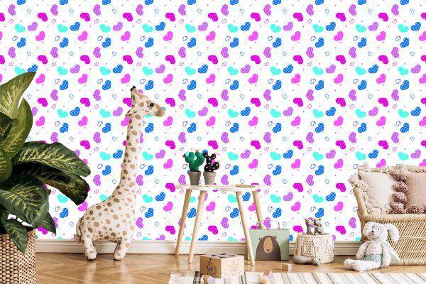Behang Voor Kinderen - Blauwe, Roze En Witte Harten - Afbeelding 5