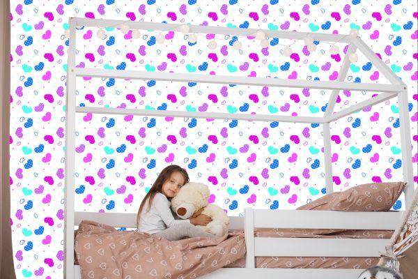 Behang Voor Kinderen - Blauwe, Roze En Witte Harten - Afbeelding 7
