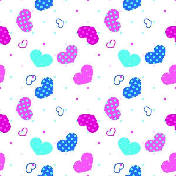Behang Voor Kinderen - Blauwe, Roze En Witte Harten - Afbeelding 2