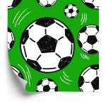 Behang Voetballen Op Groene Achtergrond