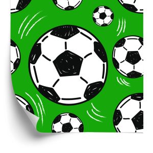 Behang Voetballen Op Groene Achtergrond