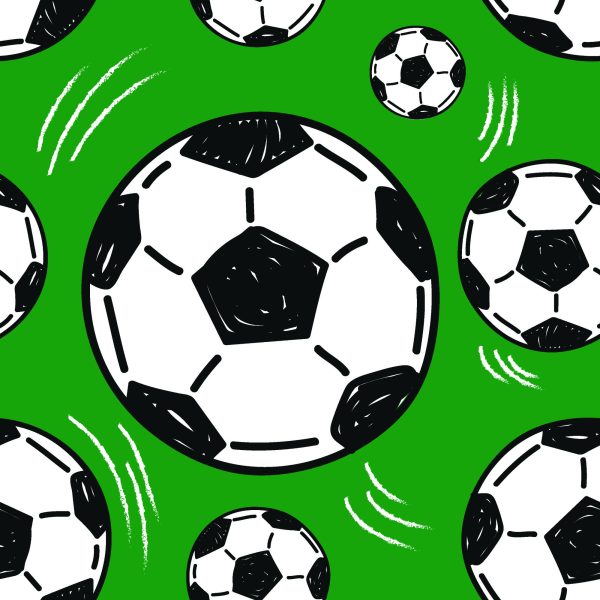 Behang Voetballen Op Groene Achtergrond - Afbeelding 2