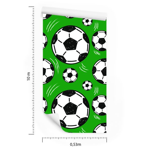 Behang Voetballen Op Groene Achtergrond - Afbeelding 8