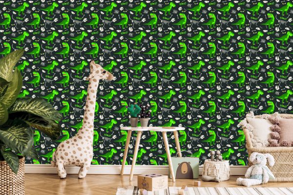 Behang Voor Kinderen - Groene Dinosaurussen - Afbeelding 5