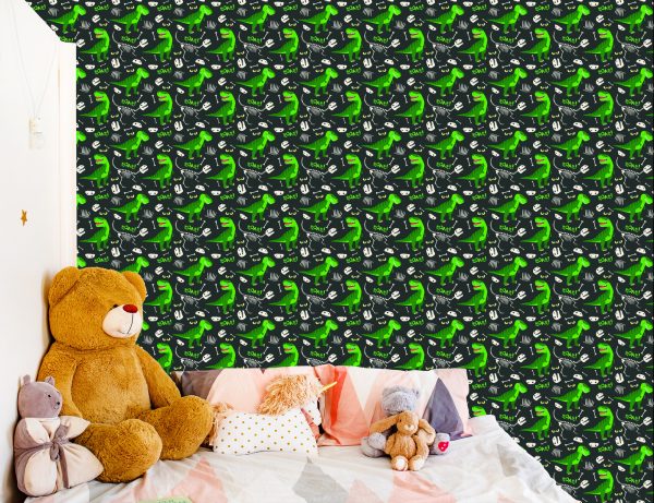 Behang Voor Kinderen - Groene Dinosaurussen - Afbeelding 6
