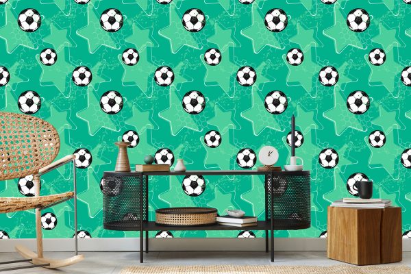 Behang Voetballen Op Sterrenachtergrond - Afbeelding 5