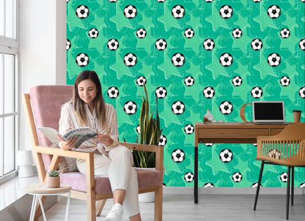 Behang Voetballen Op Sterrenachtergrond - Afbeelding 7
