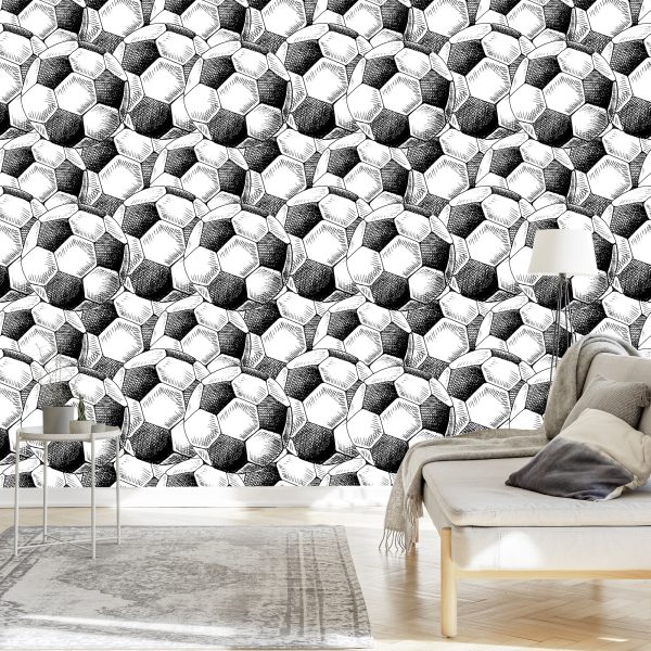 Behang Getekende Voetballen - Afbeelding 3